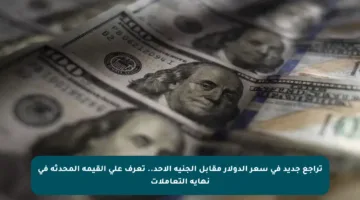 تراجع جديد في سعر الدولار مقابل الجنيه الأحد.. تعرف على القيمة المحدثة في نهاية التعاملات